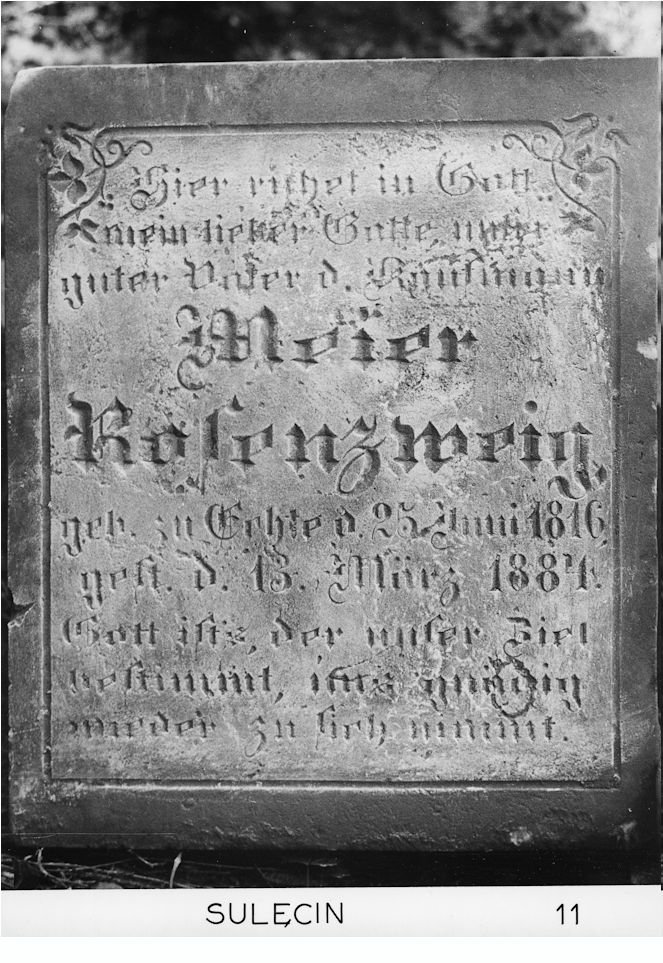 Grabstein Nummer 12 auf dem Friedhof Sulęcin (Zielenzig)