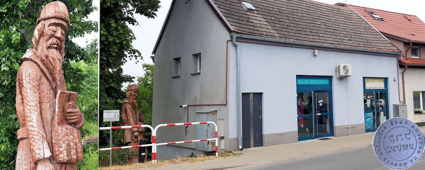 Synagoge von Pszczew mit dem Siegel der Jüdischen Gemeinde Betsche