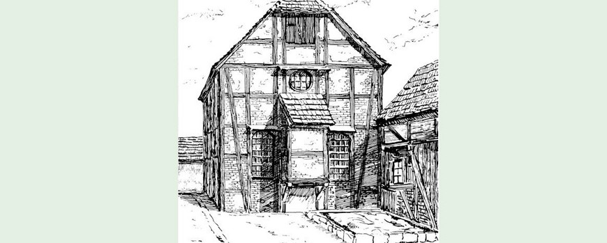 "Judentempel" von Lippehne – Zeichnung von Käte König aus den 1920-30er Jahren.