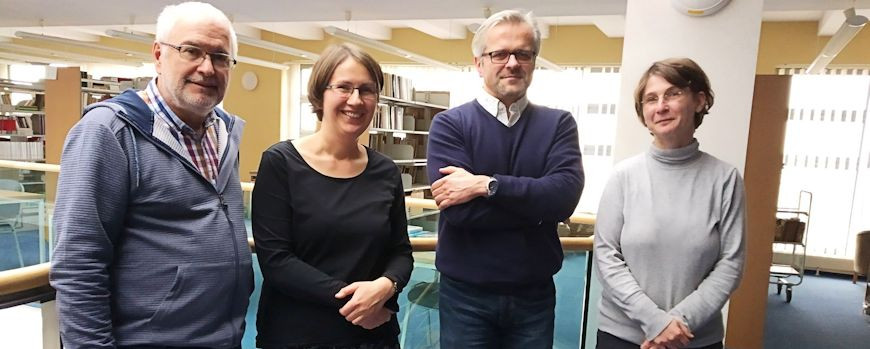Team-Treffen vom 19. Dezember 2019; Leszek Hońdo, Magda Abraham-Diefenbach, Paul Zalewski, Anke Geißler-Grünberg (v.l.n.r.)