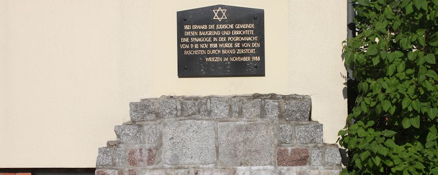 Gedenkstätte am Standort der ehemaligen Synagoge in Wriezen