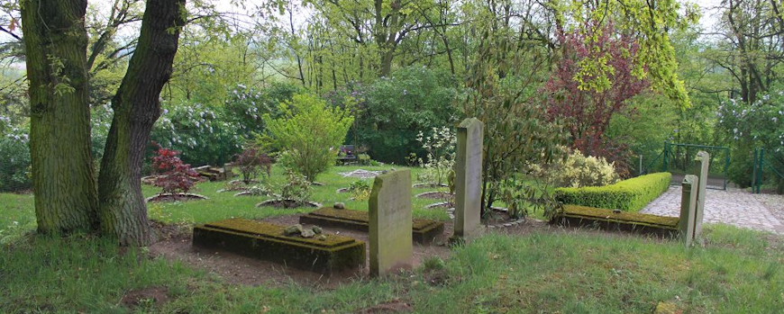 Blick auf das Ergebnis eines Schülerprojektes auf dem Jüdischen Friedhof in Oderberg